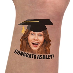 Custom Graduation Tattoos | Graduation Party Favors, Graduation Party Decorations, Grad Party Favors, High School Grad, College Graduation