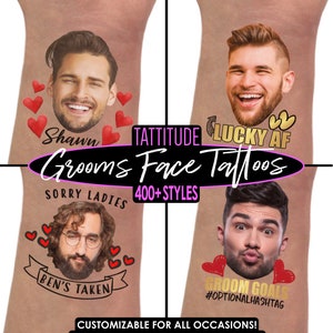 Custom Temporary Tattoos, Custom Tattoos, Custom Face Tattoos, Photo Temporary Tattoos, Couple Tattoos, Bachelorette Tattoos, Face Tattoos