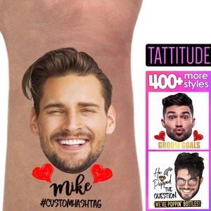 Bridesmaid Gift, Bridal Shower Decorations, Bridesmaid Proposal, Grooms Face Tattoos, Bachelorette Tattoos Groom, Custom Temporary Tattoo