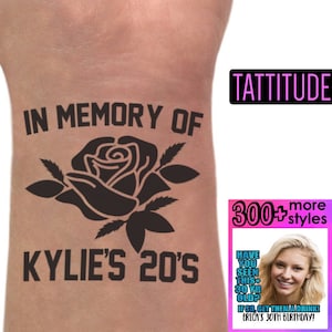 In Memory of My 20's, 30th Birthday Party Custom Personalized Temporary Tattoos | 30th birthday for her, for him, birthday tattoos, 40th