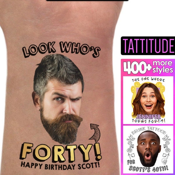 40th birthday gift for man Tattoo Favors | boyfriend tattoo, 40th birthday, custom tattoo, personalized tattoo temporary tattoos face tattoo