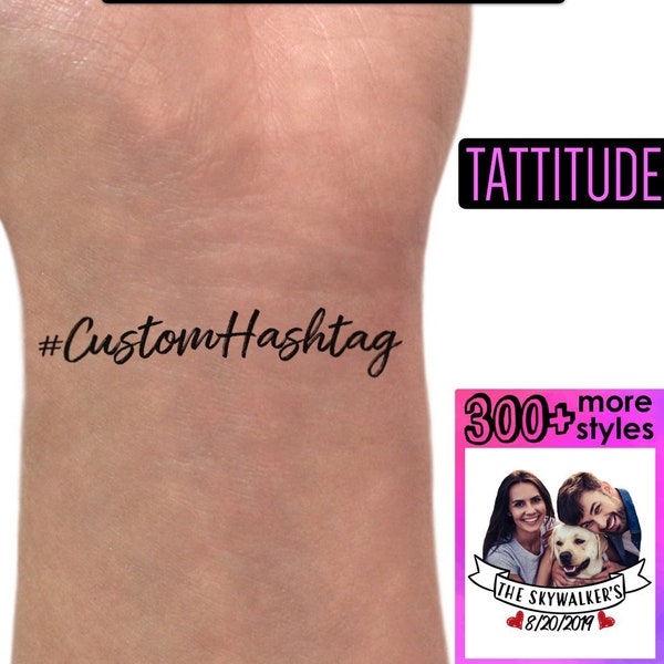 Wedding Hashtag - Bachelorette Party Temporary Tattoo - Custom Hashtag Tattoo - Bachelorette Favor - Instagram Hashtag - Bachelorette Tattoo