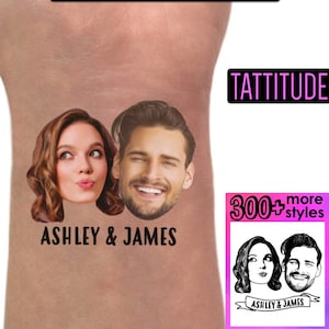Photo Temporary Tattoo, Wedding Tattoo, Wedding Favors, Custom Portrait, Head Tattoo, Face Tattoo, Couple Tattoo, Bride Tattoo, Groom Tattoo