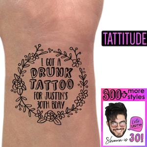 30th Birthday Party Custom Personalized Temporary Tattoos | 30th birthday for her, for him, birthday tattoos, face tattoo, 40th, tattitude
