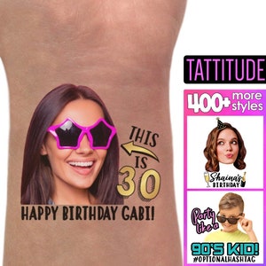 This is 30 30th Birthday Party Tattoos for her, for him | gift, decorations, party favors, party decorations, photo, face, tattoo, custom