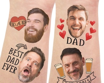 Custom Dad Tattoos personalized with fathers face, gift idea for dad, gift for father, funny gifts for dad, cheap gift, father figure, daddy