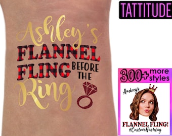 Flannel Fling Bachelorette Party Tattoos | flannel and fizz, buffalo plaid bachelorette, flannel fling before the ring tattoo, invitation