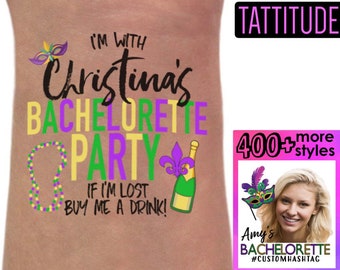 New Orleans Tattoos | Bachelorette Party Favor, Custom Tattoo, New Orleans Bachelorette, Personalized Tattoo, Mardi Gras, Fake Tattoo, NOLA