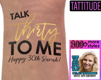 Talk Thirty To Me Tattoo, Gold Tattoo, Dirty Thirty, Dirty 30 Tattoo, Foil Tattoo, 30th Birthday, 30th Birthday Tattoo, Flash Tat, custom