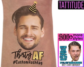 30th Birthday Party Custom Personalized Temporary Tattoos | 30th birthday for him, for her, birthday tattoos, photo tattoo, face tattoo, 40