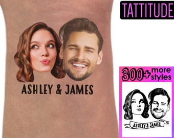 Photo Temporary Tattoo, Wedding Tattoo, Wedding Favors, Custom Portrait, Head Tattoo, Face Tattoo, Couple Tattoo, Bride Tattoo, Groom Tattoo