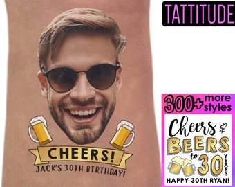 Cheers to 30 years Birthday Party Tattoos | Cheers and Beers to 30 years, 30th birthday for him, for her, gift, decorations, favors, face