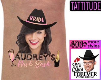Nashville Bachelorette Party Personalized Tattoos | Nash Bash, Custom Tattoo, Bride Tattoo, Groom Tattoos, bridesmaid tattoo, cowboy hat