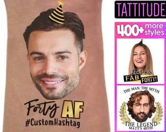Forty AF 40th Birthday Party Tattoo Favors | 40 af, 40th birthday for women, for man, decorations, squad, custom, face, photo decor, tattoos