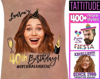 40th Birthday Party Tattoo Favors | 40th birthday for women, for man, custom tattoo, personalized tattoo, temporary, if lost, face, photo