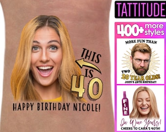 40th Birthday Party Tattoo Favors | 40th birthday for women, for man, custom tattoo, personalized tattoo, temporary, cheers to 40 years