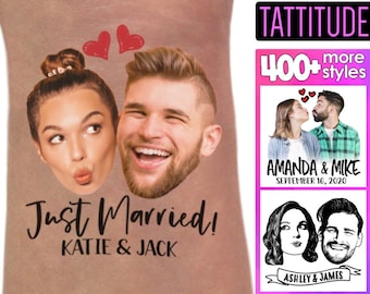 Wedding Anniversary Favors Tattoos | custom, face, photo, temporary tattoo, couples, engagement party, 10th, 20th, 25th, 30th, 40th, 50th