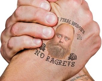 Funny Bachelor Party Groom Face Tattoos Favors, No Ragrets Regerts, Custom Personalized Gift for Groom Groomsmen, wolf pack, Bros wedding