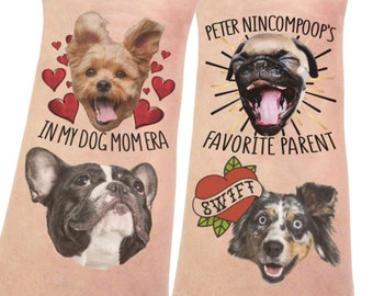 Personalized Photo Tattoos Gift for Dog Owner Dog Lover Gifts Custom Pet Face Tattoo Dog Mom Dad Era Dog Portrait For Him Her Gift under 20