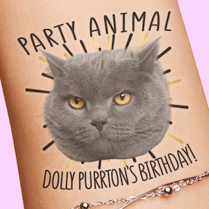 Personalized Pet Birthday Party Favors Face Tattoos for Cats Birthday Dogs Birthday