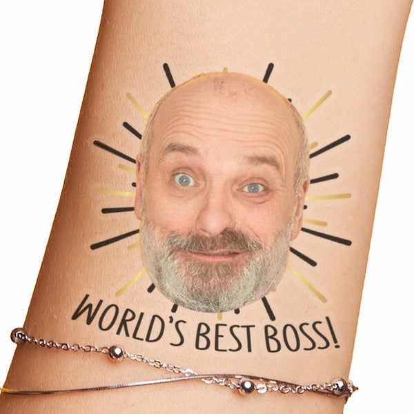 World's Best Boss Custom Tattoos, Boss Appreciation Gift Day Retirement, teacher, counselor, coach, adviser, mentor, thank you, funny favors