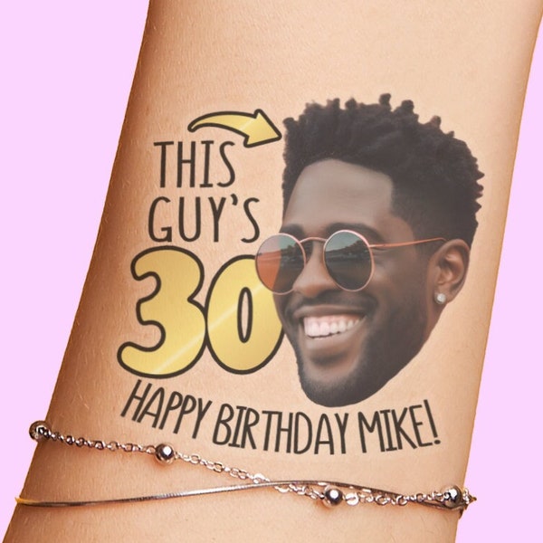 Custom Personalized Birthday Party Tattoos Favors, birthday party decorations gifts for him her, 30th, 40th, 50th, 21st, 16th, 15th Birthday