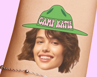 Custom personalized camp bachelorette party favors photo temporary tattoos Groom face tattoos party tattoos birthday camping glamping favors