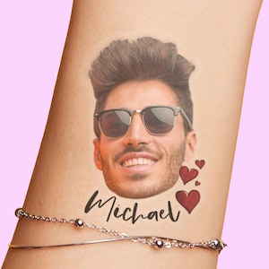 Custom personalized bachelorette party favor photo temporary tattoos, Groom face tattoos, party tattoos, groom tattoo, bachelorette favors