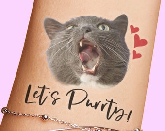 I'm Getting Meowied Bachelorette Party Tattoos | Last Meow, ready to get Meowied, ready to purrty, cat lover, themed, decor cat groom face