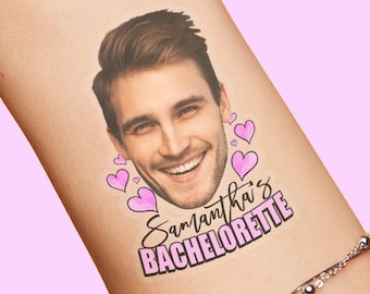 Custom personalized bachelorette party favor photo temporary tattoos, Groom face tattoos, party tattoos, groom tattoo, bachelorette favors