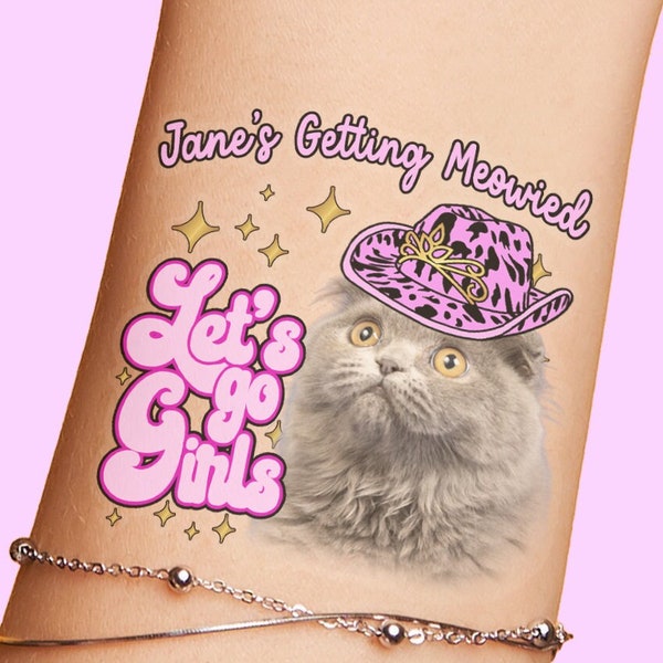 I'm Getting Meowied Bachelorette Party Tattoos | Last Meow, ready to get Meowied, ready to purrty, cat lover, themed, decor
