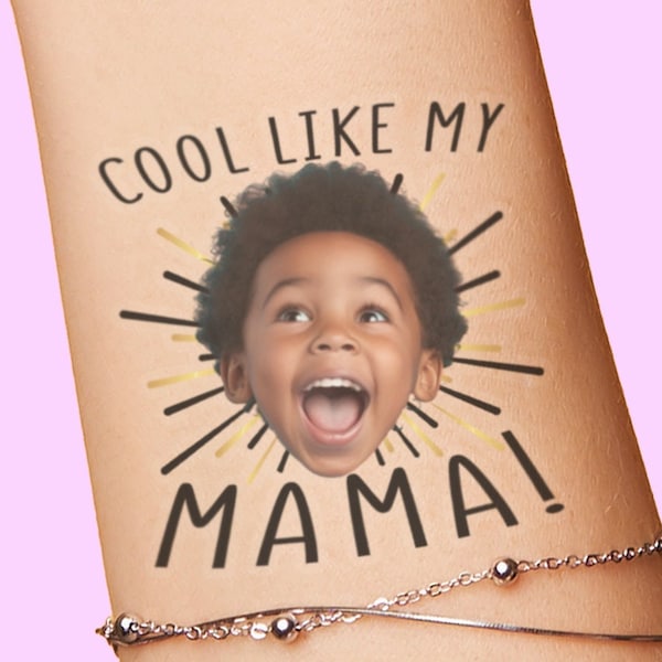 Cool Mom Custom Temporary Tattoo, Personalized Face Tattoos, Cool Like Mama, Mother's Day Christmas Gift for New Mom, Gift for Mom