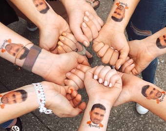 Personalized Bachelorette Party Tattoos with the Grooms Face Favors