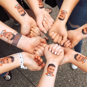 Personalized Bachelorette Party Tattoos with the Grooms Face Favors