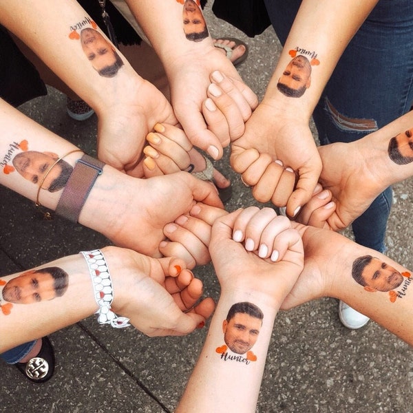 Personalized Bachelorette Party Tattoos with the Grooms Face Favors