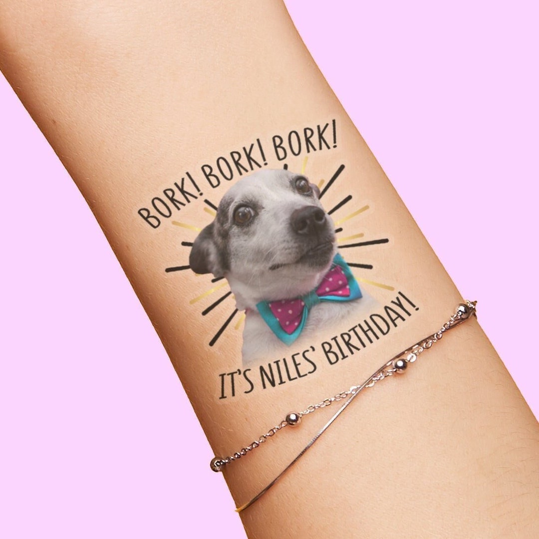 Dog Birthday Party Favors Custom Pet Portrait Tattoos Puppy Etsy