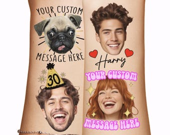 Benutzerdefinierte Gesicht temporäre Tattoos Bräutigam Foto Bachelorette Geburtstag Party Favors lustiges Geschenk personalisierte Gesicht Ausschnitt Hunde Haustier abgeschnitten Dekor