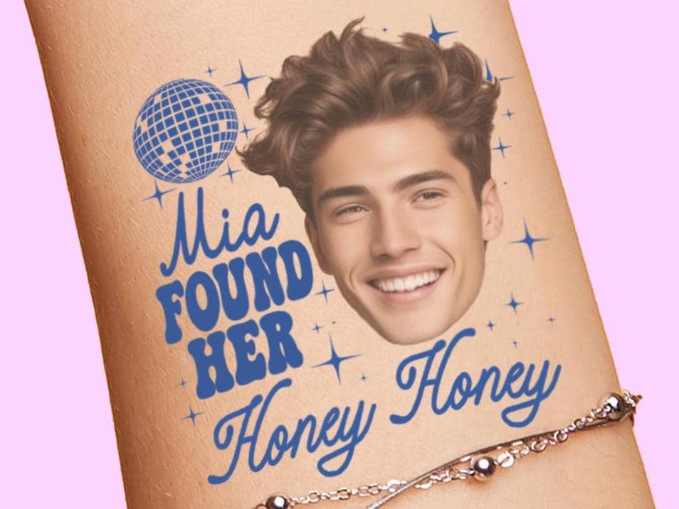 She Found Her Honey Honey Bachelorette Party Favors Tattoos, Mama Mia themed bachelorette tattoos Grooms Face Last Disco Gimme Dancing Queen