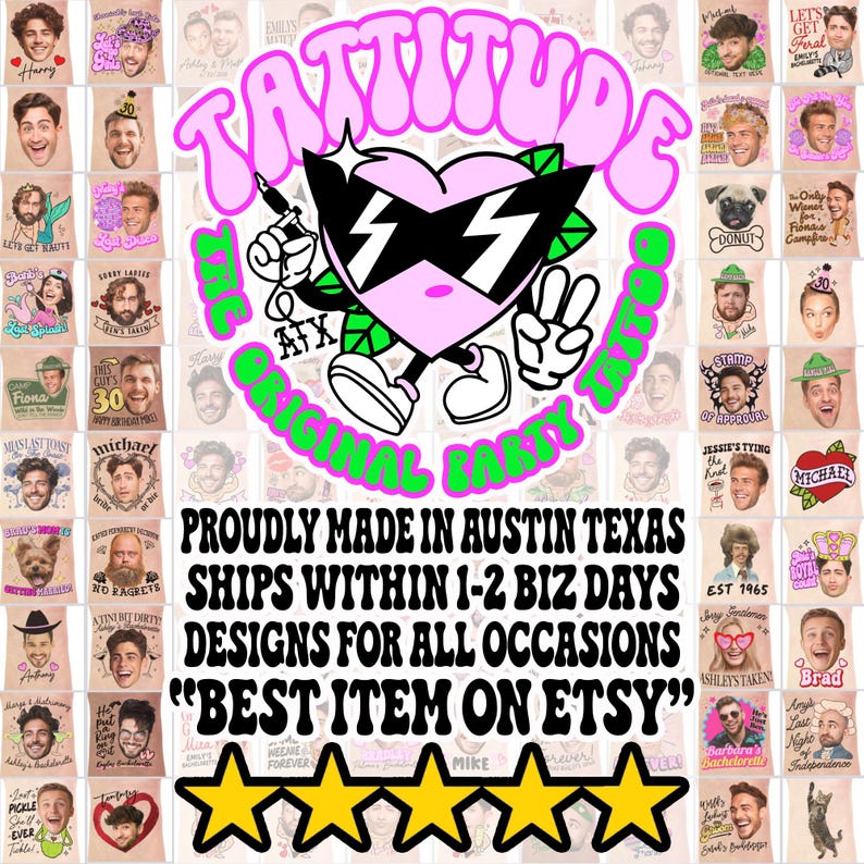 May include: A collection of greeting cards with various illustrations and text, including a central design of a heart-shaped character with sunglasses. The cards feature portraits and phrases like "Happy Birthday" and "Sorry Ladies".
