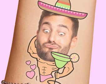 Margs and Matrimony Bachelorette Face Tattoos Party Favors, Beach party fiesta MargaritaVeil, Last Toast on the Coast body sombrero birthday