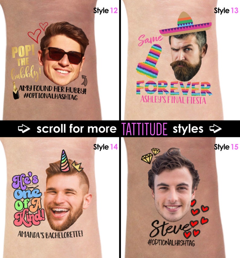 Personalized Bachelorette Party Tattoos With The Grooms Face Etsy Canada