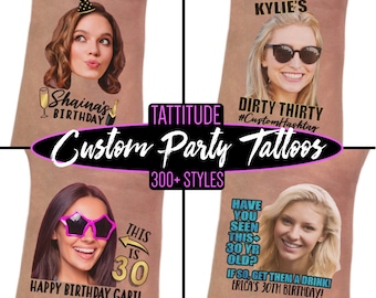 30th Birthday For Her Decorations Custom Personalized Temporary Tattoos | gift for her, invitation, shirt, decor, shirt, favors, invitation