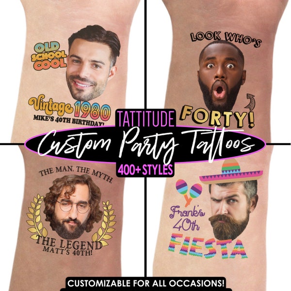 Mens 40th birthday gift for man Custom Birthday Party Tattoos Decoration | for men, mens, party, decor, decorations, ideas, favors funny him