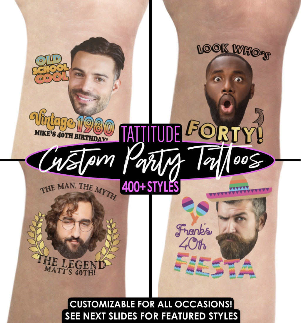 Mens 40th birthday gift for man Custom Birthday Party Tattoos Decoration | for men, mens, party, decor, decorations, ideas, favors funny him
