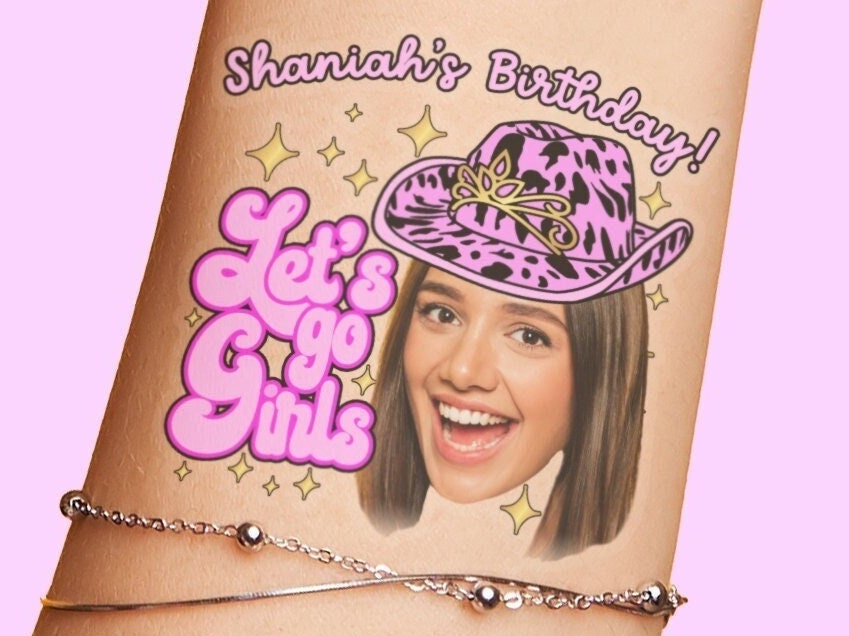 Birthday Party Temporary Tattoo Favors - Decor for Her Decorations, Disco Cowgirl, 16th, 21st, 30th, 40th, 50th Lets Go Girls, unique gift