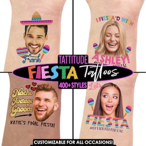 Lets Fiesta Party Tattoos Favors | let's fiesta, birthday fiesta, bachelorette fiesta, final fiesta, Pinata, fiesta Cactus, cinco de mayo