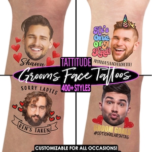 Bridesmaid Gift, Bridal Shower Decorations, Bridesmaid Proposal, Grooms Face Tattoos, Bachelorette Tattoos Groom, Custom Temporary Tattoo