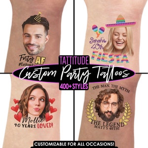 40th Birthday Party Tattoo Favors | 40th birthday for women, for man, 40 and fabulous, forty and fabulous, cheers to 40 years, custom tattoo