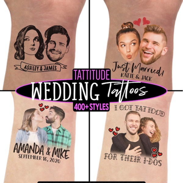 Wedding Custom Tattoos l Wedding Favors, Custom Face Tattoo, Photo Temporary Tattoo, Couple Tattoo, Wedding Tattoo, gifts, funny, bulk cheap