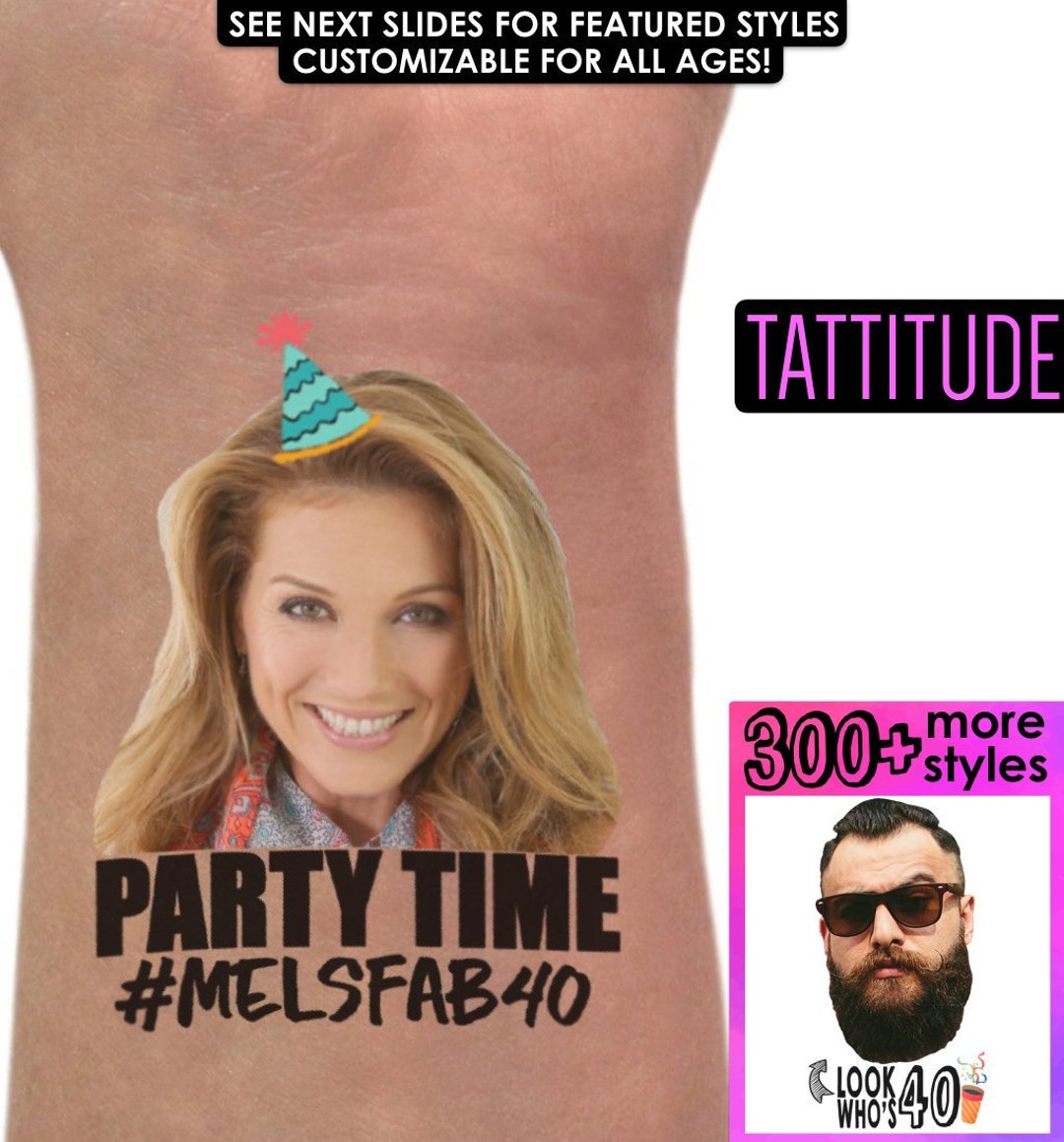 Office Birthday Party Favors Tattoos Gift, Decorations, Invite, Prop